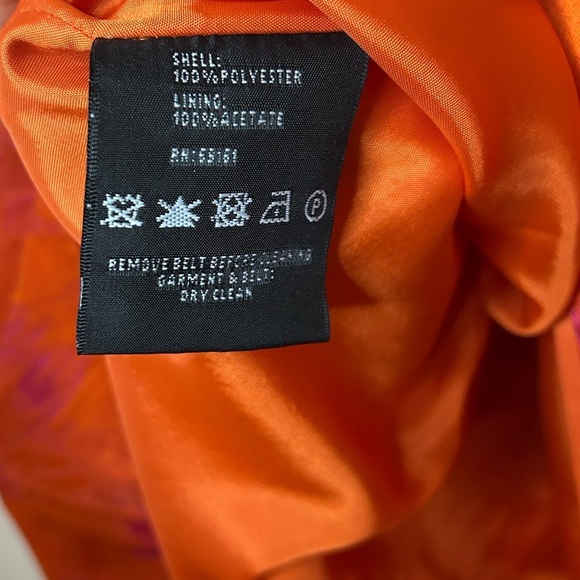 Carlisle 0 Orange Pink Floral Jacquard Cocktail Dress Size 4 - Picture 8 of 10